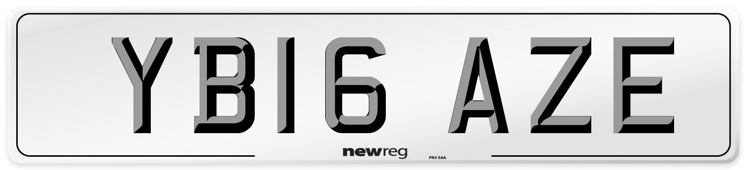 YB16 AZE Number Plate from New Reg